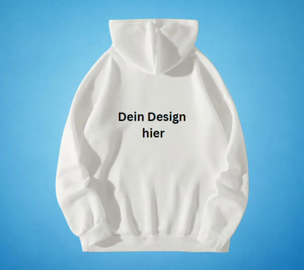 Ansicht, hinten, Hoodie weiß Dein Design hier