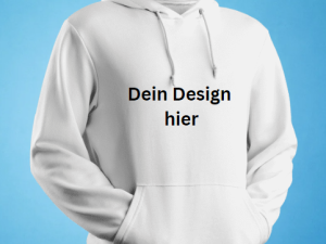 Weißer Hoodie mit Aufschrift Dein Design hier