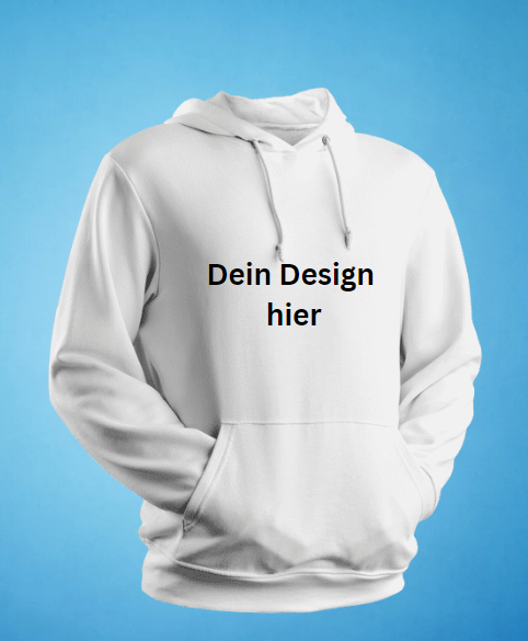 Weißer Hoodie mit Aufschrift Dein Design hier