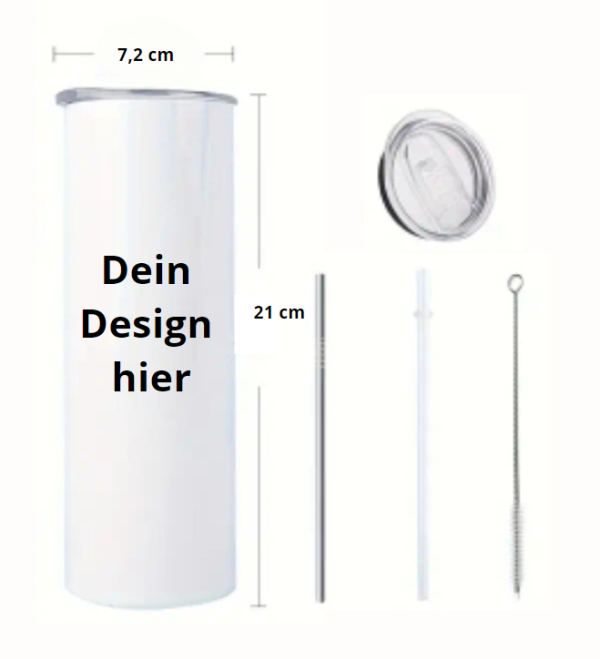 Bild Thermosbecher mit Deckel und Strohalm, sowie reinigungsbürste. 21cm hoch & ,2 cm breit Dein Design hier