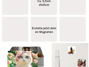 Magnete mit verschiedenen personalisierten Bildern Kühlschrankmagnete Größe: 5,5cm x 5,5cm